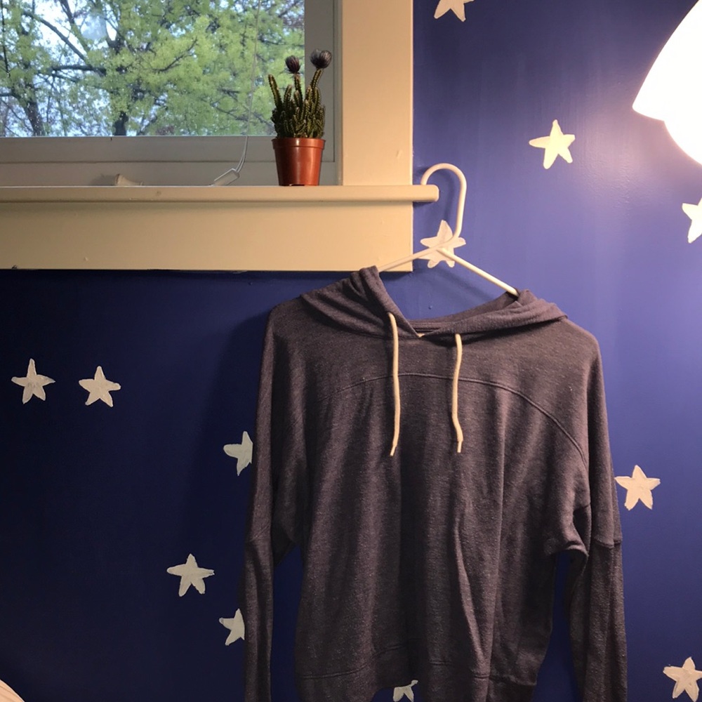 Plum Drawstring Cropped Hoodie